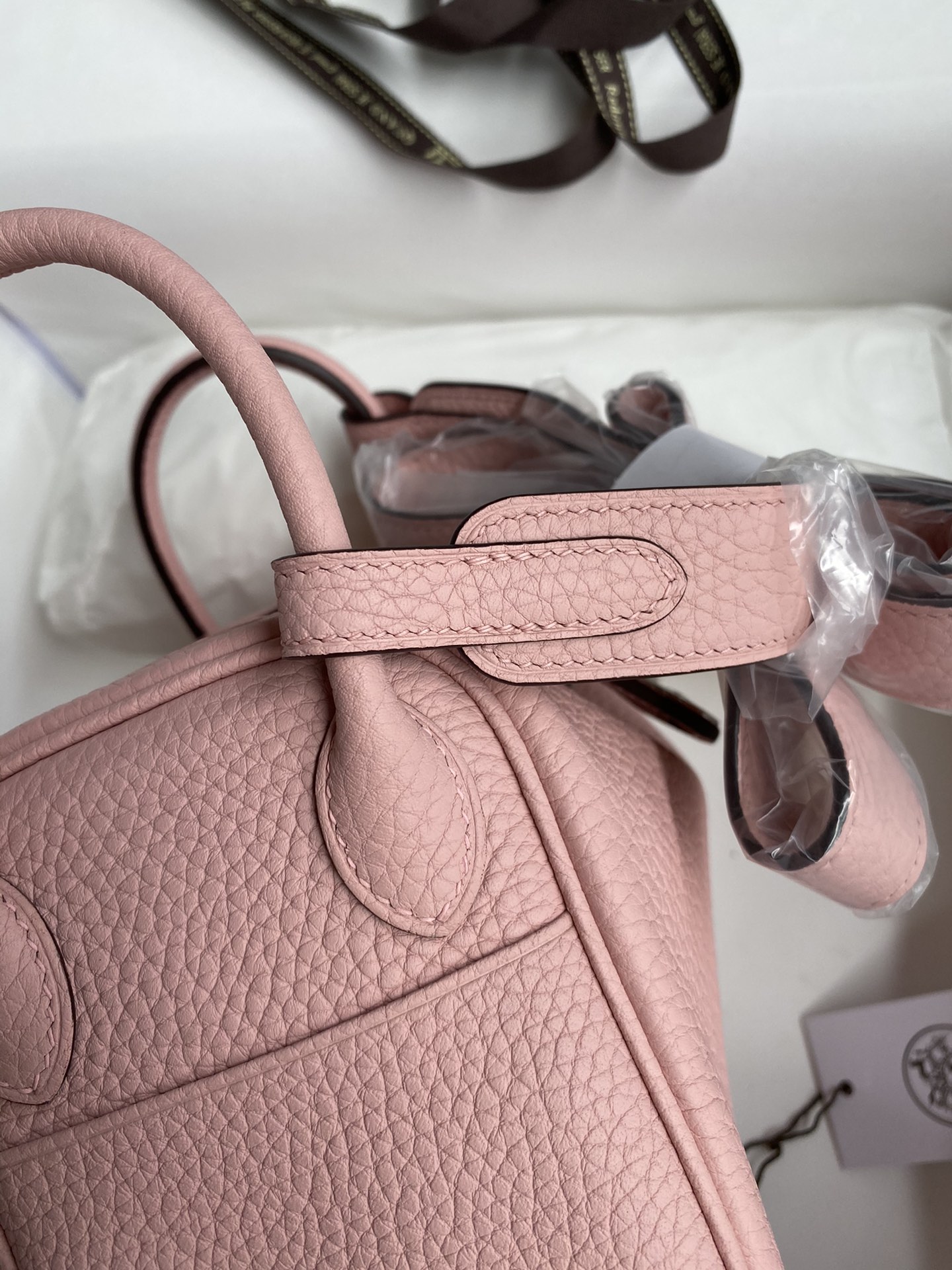 Hermes Mini Lindy 19cm Handbag Shoulder Bag In Pink Clemence Leather